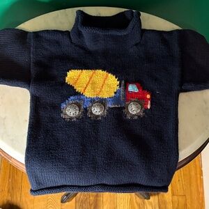 Chatham T Co kids ' Navy Sweater with Colorful Truck Design